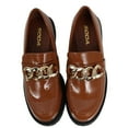 thumbnail image 2 of Soda Women's Chain Faux Leather Lug Platform Block Heel Loafers, Camel, 6.5 M US, 2 of 5