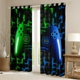 thumbnail image 2 of Gaming 30%-50% Blackout Curtains Bedroom 38"Wx45"L Window Curtains 3D Geometric Gamer Curtains & Drapes,Game Console Window Treatments 2 Panels,Neon Green Blue Black, 2 of 5