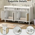 thumbnail image 4 of Christopher Knight Home 60" Bathroom Vanity with Double Sink, Large Storage, 2 Tip-Out Trays, 4 Soft-Close Doors, White, 4 of 9