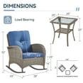 thumbnail image 2 of Gymojoy 3 Pieces PE Wicker Rocking Chair Outdoor Conversation Sets with 2 Rocking Chairs and 1 Side Table, Gray/Blue, 2 of 8