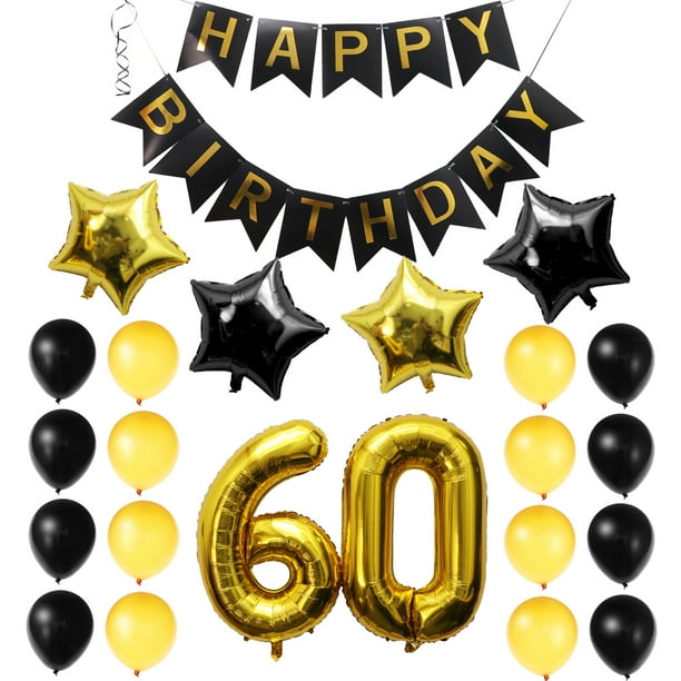 KAKOWELY 23 piezas de pancartas y globos para 60 cumpleaños, decoraciones para fiestas de cumpleaños, suministros para fiestas
