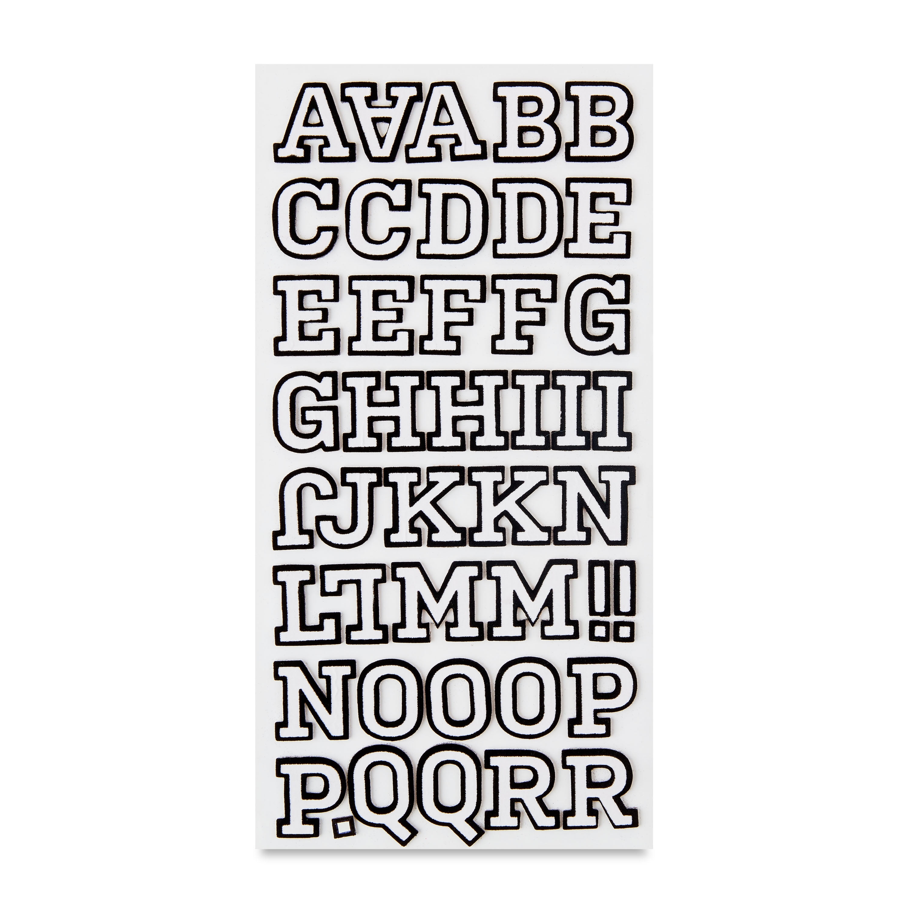 Hello Hobby Black & White Alphabet Stickers, 91 Count