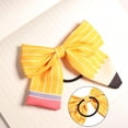 thumbnail image 3 of Xinwanna Women Hair Rope Yellow Striped Pencil Bowknot Decor Hair Tie Back-to-School Teachers Students Hair Accessories (Type A), 3 of 13