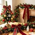 thumbnail image 4 of Christmas Wired Ribbon with Gold Trim, Plaid Fabric Ribbon Roll, Gift Wrapping Wreath Tree Decor, 4 of 6