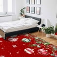 thumbnail image 5 of Christmas Balls Red Area Rug 4x6ft Winter Poinsettia Fir Tree Snowflakes Non-Slip Washable Square Rugs Soft Felt Indoor Floor Mat for Bedroom Kitchen Living Room Bathroom, 5 of 8
