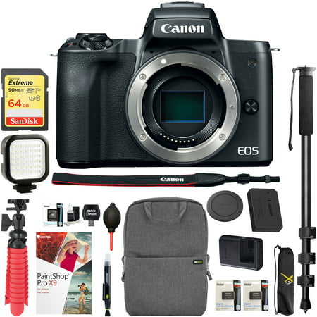 Canon EOS M50 Mirrorless Camera Body with 4K Video (Black) and Pro Photography Bundle Backpack , Monopod , SanDisk 64GB SDXC Memory Card, Extra Battery (Best Camera For All Types Of Photography)