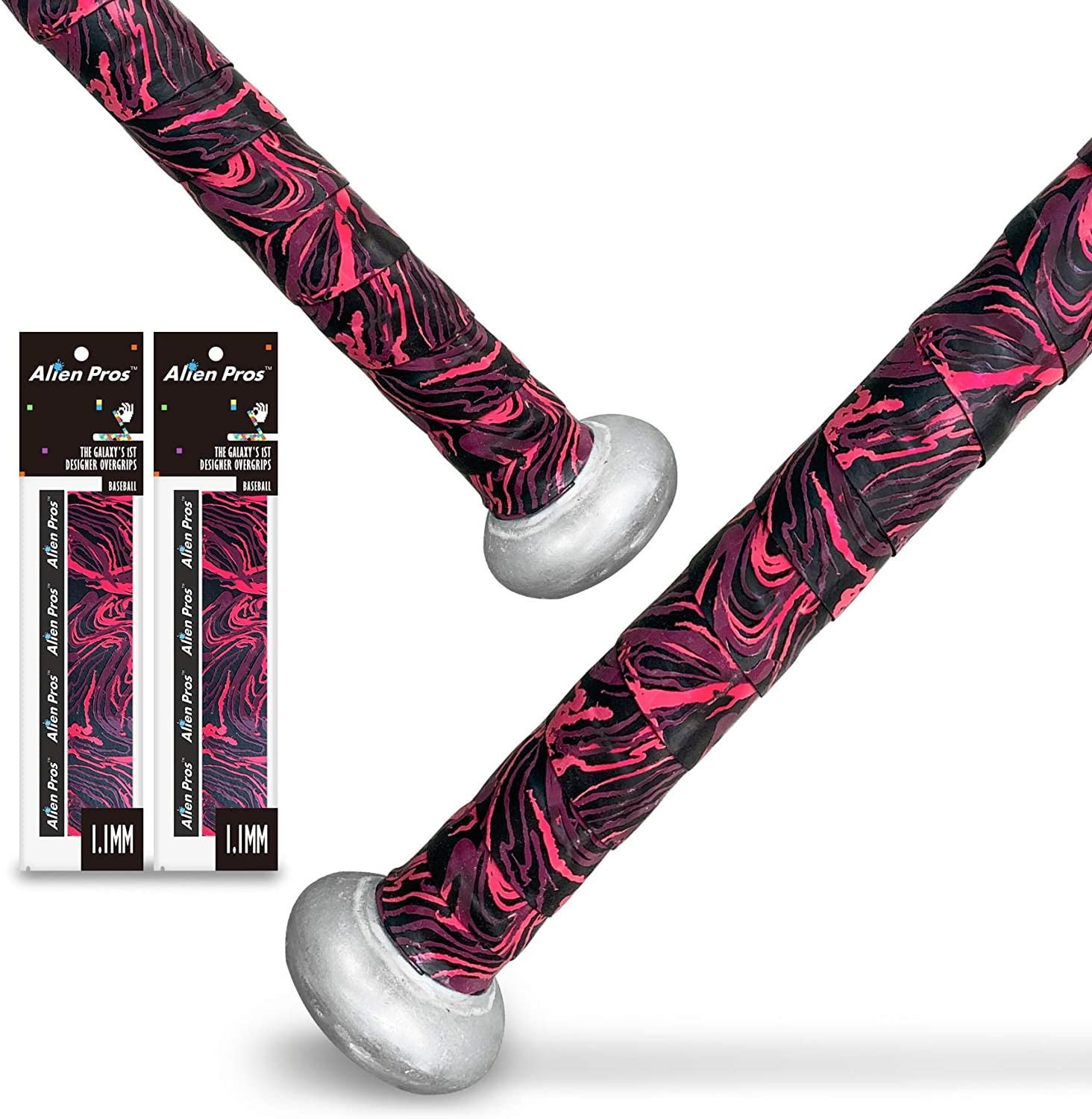 ALIEN PROS Bat Grip Tape for Baseball Fire (2 Grips) – 1.1 mm Precut and Pro Feel Bat Tape – Replacement for Old Baseball bat Grip – Wrap Your Bat for an Epic Home Run