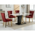 thumbnail image 4 of ODUSE-DAILY Burgundy Velvet Dining Chairs Set of 4, Kitchen & Dining Room Chairs, Nailheads Tufted Chair, Sillas De Comedor, Fabric Upholstered, Golden Metal Legs (Wine Red, 4 Pcs), 4 of 12