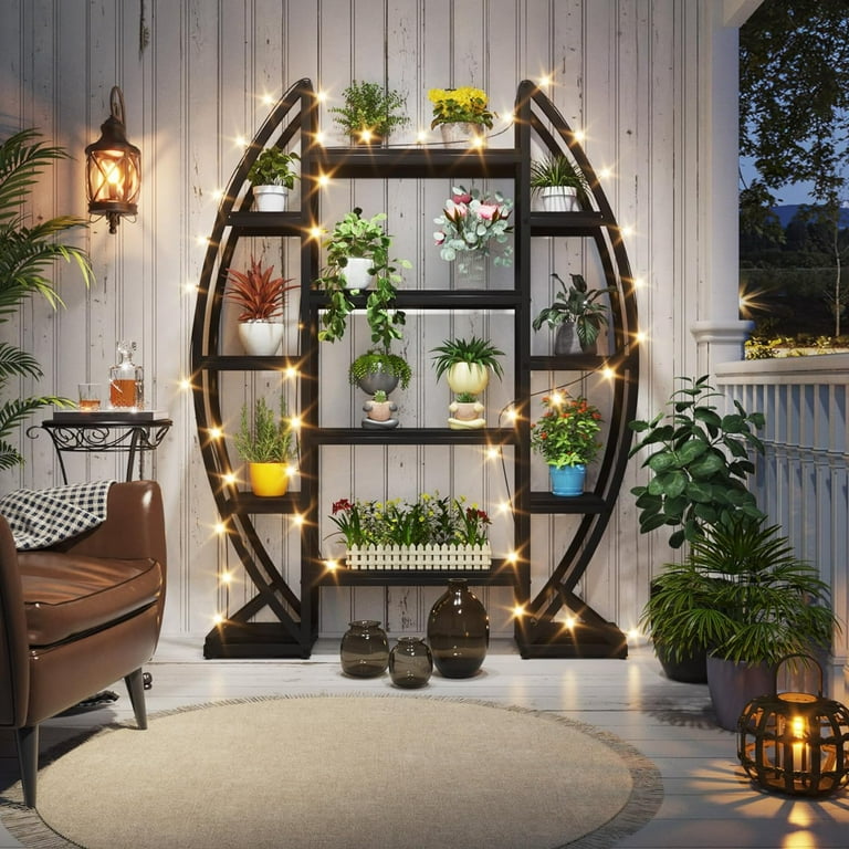 Tribesigns 5-Tier Plant Stand Pack of 2, Multi-Purpose Curved Display Shelf Bonsai Flower Plant Stand Rack for Garden, Patio, or Balcony, Indoor and Outdoor Use Tribesigns 5-Tier Plant Stand Pack of 2, Multi-Purpose Curved Display Shelf Bonsai Flower Plant Stand Rack for Garden, Patio, or Balcony, Indoor and Outdoor Use