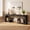 Black, variant on Fnova 62.99" TV Stand with Open Storage Shelves, Rustic Brown Entertainment Center with Thick MDF Board, Modern Farmhouse Media Console Table, Living Room Storage Organizer Furniture
