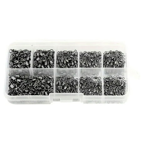 210pcs Stainless Steel Fishing Swivels Assortment 5 Size High Strengths Fishing Swivels for Casting Reels
