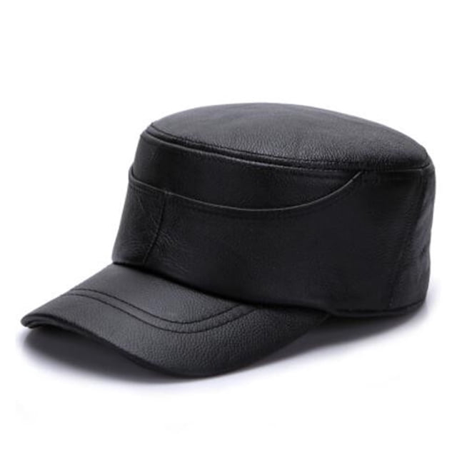 Plain Cap, Men Adjustable Structured PU Classic Baseball Cap Hat,Winter For Elderly Father ,Classic Design