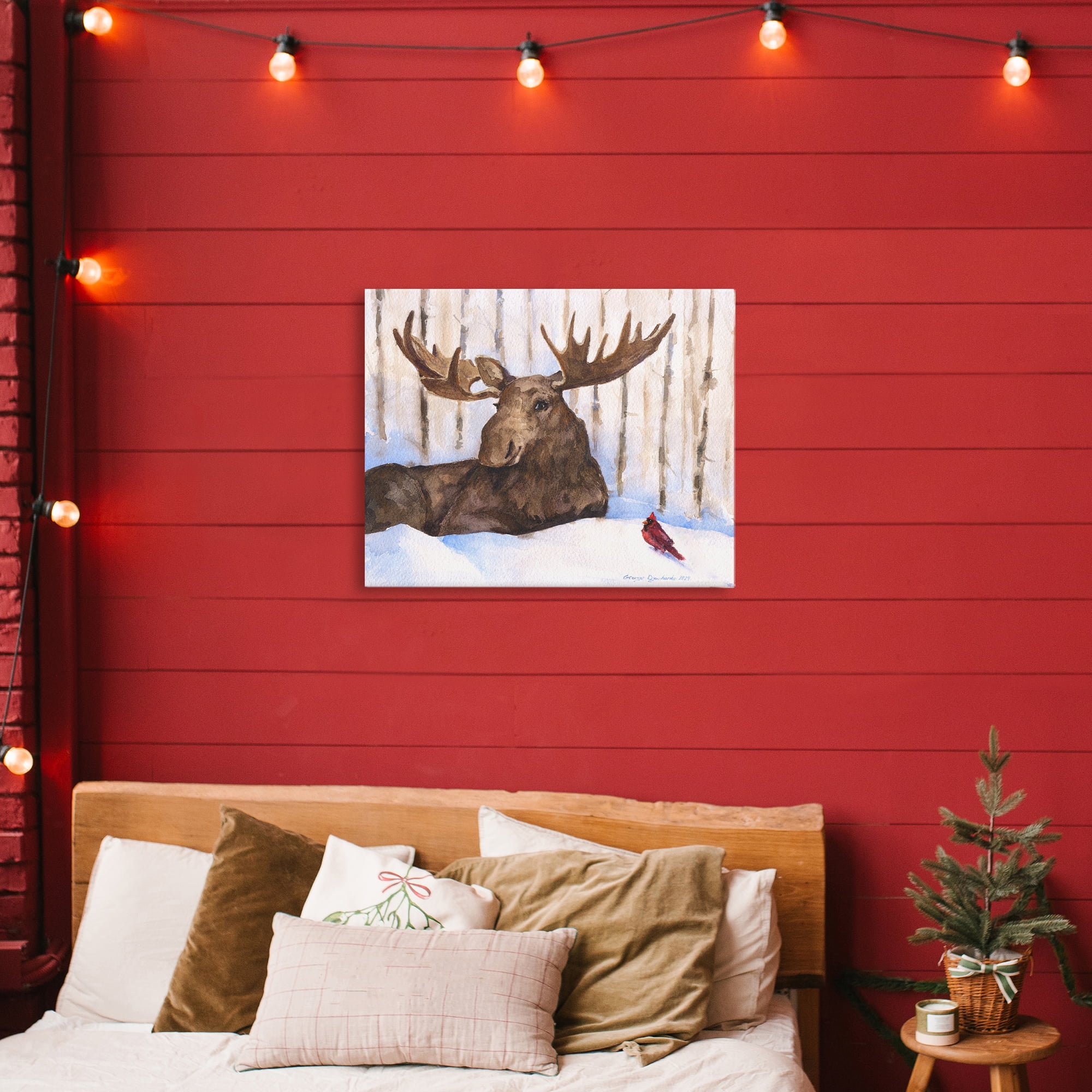 Stupell Industries Moose & Red Cardinal Canvas Wall Art, design by George Dyachenko