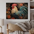 thumbnail image 2 of Designart "Rooster Among Orange Flowers Blue" Animals Print on Natural Pine Wood, 2 of 5
