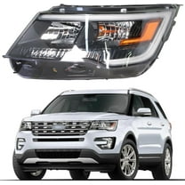 munirater Headlights Assembly Replacement for Explorer 2016-2018 Black Housing Halogen Headlight Left Driver Side