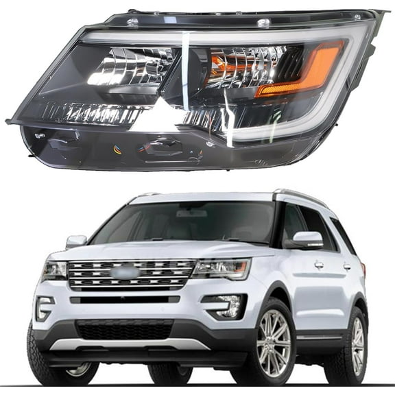 munirater Headlights Assembly Replacement for Explorer 2016-2018 Black Housing Halogen Headlight Left Driver Side