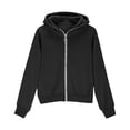 thumbnail image 4 of WAYUTE Girls Sweatshirt Rib Knit Zip Up Hoodies Solid Color Raglan Long Sleeve Sweatshirt with Thumb Holes Fall Winter Casual Holiday,Black,Size 11-12 Y, 4 of 6