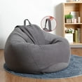 thumbnail image 3 of Corduroy Bean Bag Chair Cover, Bean Bag Cover (No Filler) Oversized Soft Stuffed Animal Storage Bean Bag Chair Cover for Kids Zipper Beanbag Cover-Navy-39x47, 3 of 8