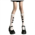 thumbnail image 1 of HBFAGFB Bas pour Femmes Mode Chaussettes Mi-Mollet Résille Fines avec Nœud Beige Taille Unique, 1 of 3