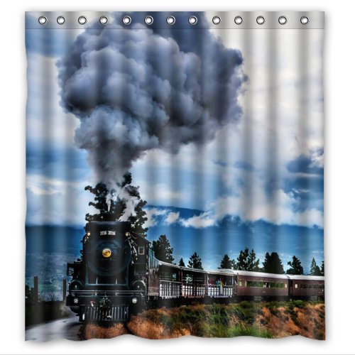 MOHome Steam Train Shower Curtain Waterproof Polyester Fabric Shower ...