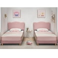 thumbnail image 4 of Adjustable Scallop Boucle Headboard Platform Bed Frame - Upholstered Twin, soft Fabric Fleece, Sturdy Wood Slats, No Box Spring, Easy Assembly, Pink, WN Light Pink, TWIN, 4 of 8
