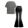 thumbnail image 7 of Confree Kids Girls Summer 2 Piece Outfit Graphic Print Short Sleeved Round Neck Shirts And Pants Set Playwear Fashion Casual Child Girls Outfits Size 9-10 Years Gray, 7 of 7