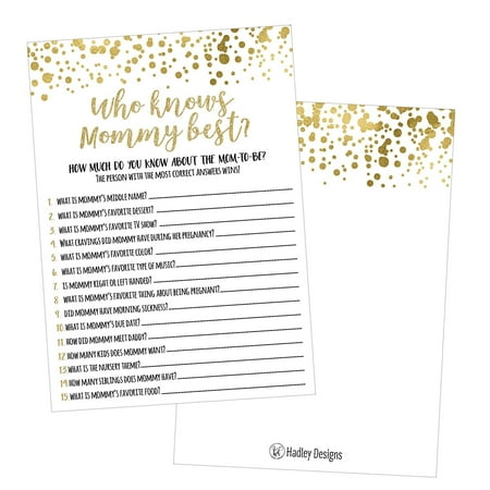 25 Gold Baby Shower Games For Boys or Girls Fun Party Idea Activities Who Knows Mommy Best Gender Neutral Reveal New Parent Guessing Funny Questions For Kids, Mom, Dad and Coed Couples Sparkle To (Best Housewarming Party Ideas)