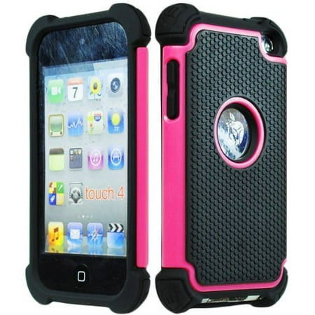 Ipod 4th Generation Case Pikachu iPod Touch 4 Case, Bastex Hybrid Slim Fit Black Rubber Silicone Cover Hard Plastic Hot Pink & Black Shock Case for Apple iPod Touch 4, 4th Generation ()