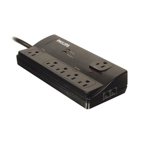 Philips Energy Saving Surge Protector, Black