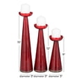 thumbnail image 3 of DecMode 3 Candle Red Glass Pillar Candle Holder, Set of 3, 3 of 8