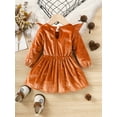 thumbnail image 4 of Kucnuzki Infant Baby Girl Clothes 12 Months Fall Winter Dress 18 Months Long Sleeve Lace Trims Stitching Solid Color Dress Orange 12-18 Months, 4 of 9