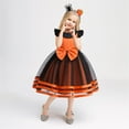 thumbnail image 4 of Riecok Little Girl Dress Princess Sleeveless Sequin Ruffle A Line Princess Dresses Halloween Birthday Party Kid Patchwork Tulle Skirt Formal Gown Dresses Orange 4 Years, 4 of 8
