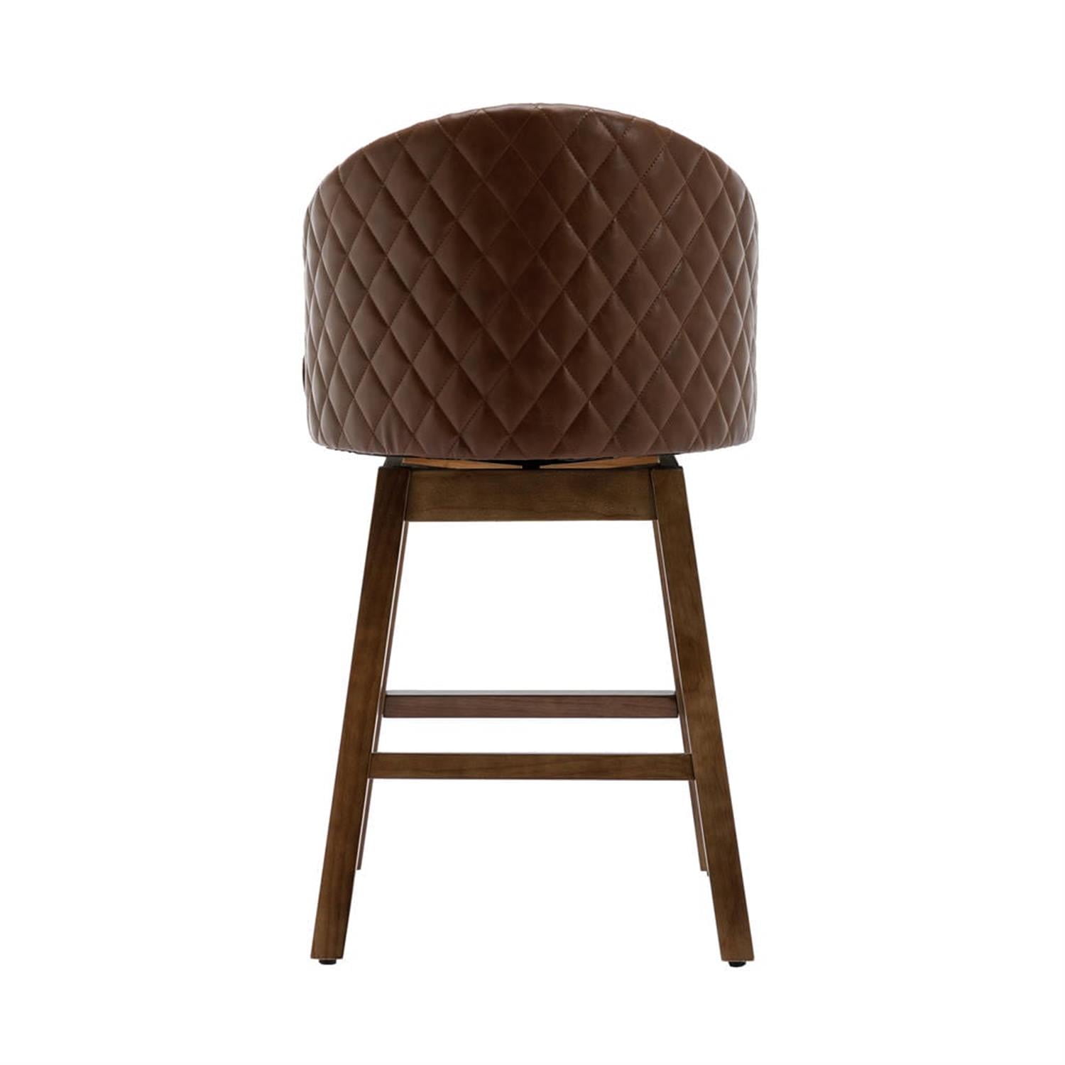 Demi Bonn 39" Counter Height Bar Stools Set of 2, PU Leather Upholstered Swivel Barstools with Backrest, Kitchen Island Countertop Chairs for Dining Room, Brown