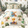 thumbnail image 3 of Erosebridal Cartoon Green Dinosaur Twin Bedding Sets for Kids, Cartoon K Letter Bedding Comforter Set, Polka Dots Reversible, 7pcs, 3 of 5