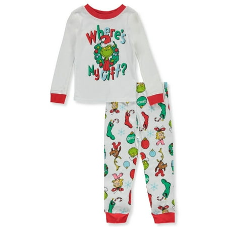 Komar Kids Boys Dr. Seuss The Grinch Where's My Gift Cotton Toddler Pajamas (2T)