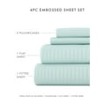 California King, 4 Piece Embossed Hotel Style Bed Sheets in Aqua by