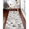 thumbnail image 4 of ALEF HOME Black Faux Cowhide Patchwork Area Rug | Luxurious Leather Look Carpet for Bedroom, Living Room, Office | Modern Western Home Décor(Grey -10 x 14), 4 of 5