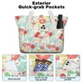 thumbnail image 2 of Tote Bag for Women - Pioneer Flower Shoulder Bag - Large Utility Work Duffle Bag with Zipper Handbag for Travel, Work, Sprots, 2 of 5