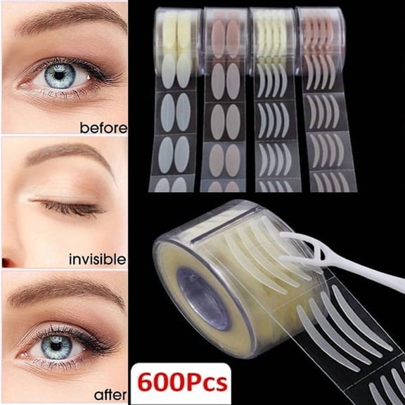 600 pieces/300 pairs of invisible fiber double eyelid tape - small beige