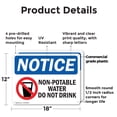 thumbnail image 2 of (2 Pack) Non-Potable Water Do Not Drink OSHA Notice Sign 18 Inch X 12 Inch Plastic Sign, Weather Resistant, UV Protected for Workplace, Business, and Construction Site, Made in the USA, 2 of 8