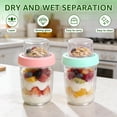 thumbnail image 4 of FUYGRCJ 2 Pack Glass Overnight Oats Containers with Lids, 16oz+4oz Dual-Laryer Pudding Jars with Dry and Wet Separation, Yogurt Parfait Cups for Oatmeal Cereal Nut Fruit, Meal Prep Glass Jars, 4 of 11