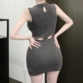 thumbnail image 2 of YCNYCCHY Women Mini Bodycon Dress Summer Clothes 2023 Knitted Cutout Wrapped Hip Dress with Spaghetti Strap Camisoles Club Streetwear, 2 of 6