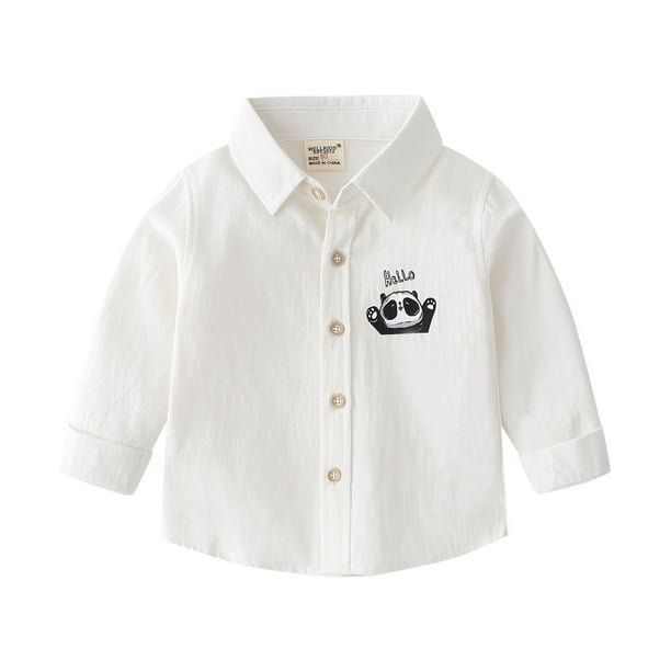Gibobby Camisas Para Niños Elegantes Niños niños pequeños bebés niños niñas manga larga algodón de dibujos animados camisa blusa Tops trajes ropa(Blanco, 18-24 Meses)