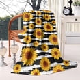 thumbnail image 2 of Black White Stripe Sunflower Pattern Blanket,Comfortable Soft Flannel Throw Blanket,All Season,Warm Lightweight Blankets for Sofa Bed Couch Living Room Chair,60"x80", 2 of 4