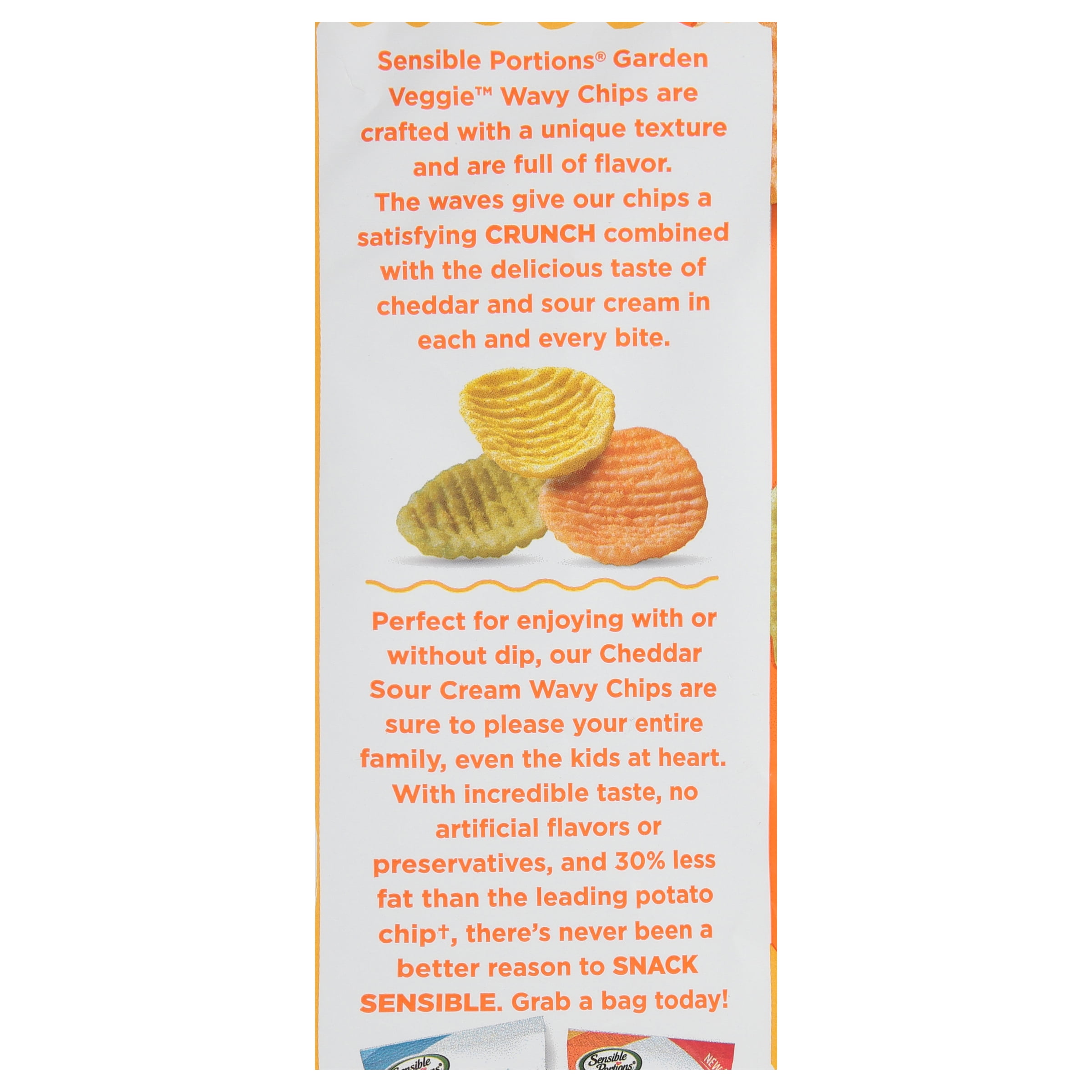 (3 pack) Sensible Portions Garden Veggie Wavy Chips, Cheddar Sour Cream, 6 oz