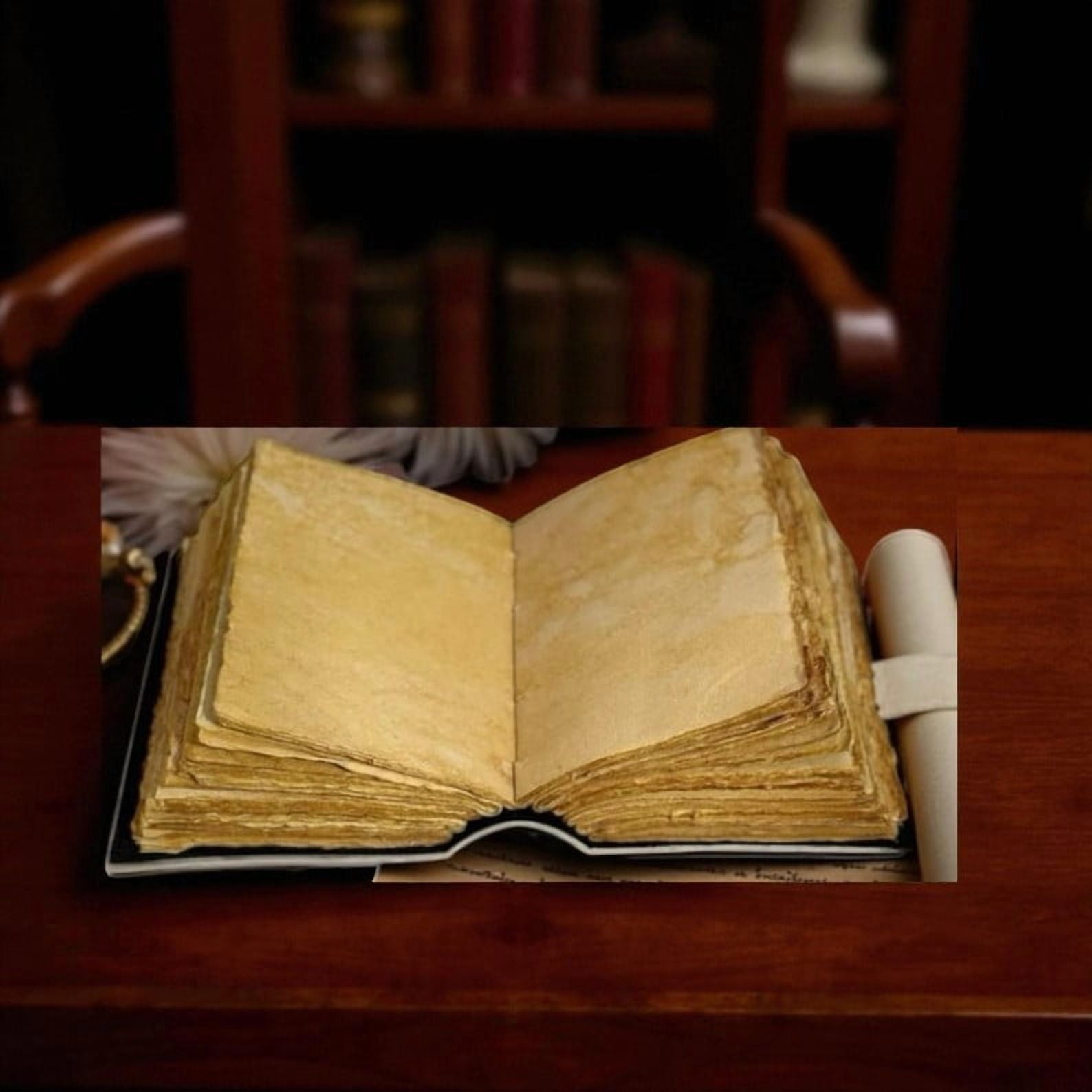 Pumpkin Leather Journal – Halloween Witchy Grimoire Notebook, Handmade 5x7 Inch Journal, 200 Deckle Pages, Wiccan Pagan Spellbook
