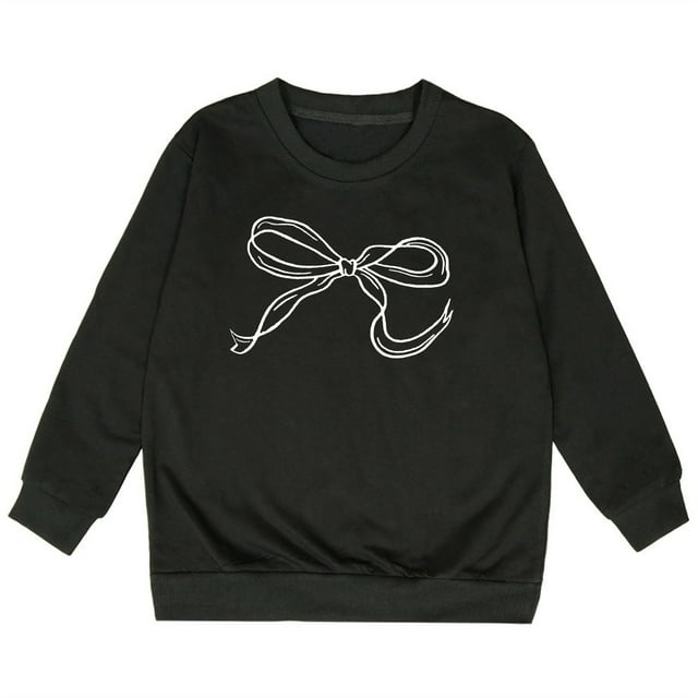 TIWEKE Sweat à Capuche Élégant pour Filles - Manches Longues Col Rond avec Nœud pour Confort et Mode, 9-10 Ans