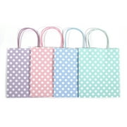 12CT Polka Dots Kraft Bags with Sturdy Handle, Assorted Color, Biodegradable, Food safe Ink & Paper, Gift Expressions - Medium, Pastel