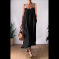 thumbnail image 4 of Vestido de Algodón de Verano para Mujer, Estilo Bohemio, Informal, con Tirantes Finos Ajustables, Espalda Descubierta y Volantes, Corte Holgado y Fluido. Negro S, 4 of 7