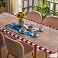 thumbnail image 3 of Independence Day Table Cloths for 8 Foot Rectangle Tables, Gnomes Truck Star Flag Wooden Grain Patio Waterproof Elastic Fitted Tablecloths, Washable Rectangular Table Cover for Camping, 3 of 8